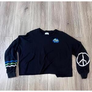 Lee World Peace Lips - Lauren Moshi Black Peace Graphic Sweatshirt, Black, Large